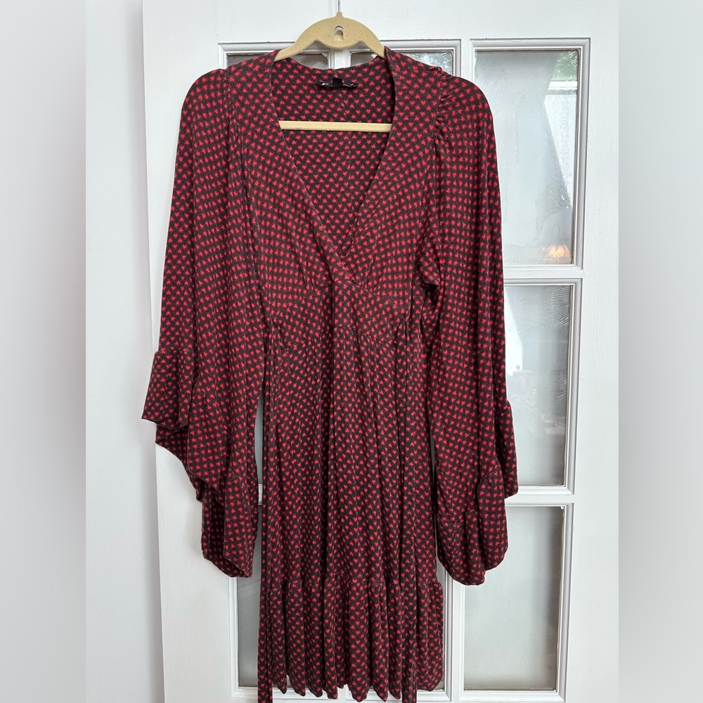 Vintage Betsey Johnson New York 90s Punk Goth Red Black Heart  Dress Size 4 S